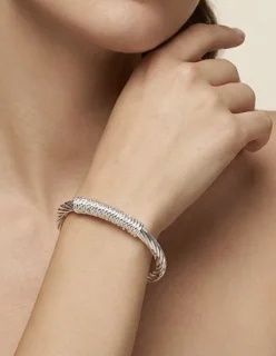 بنگل زنانه طرح طنابی Rope Design رنگ ثابت و ضد حساسیت  آبکاری نقره