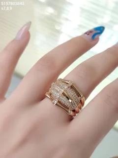 نگشتر مارک ژوپینگ جواهری نگین مخراجی ضد حساسیت و رنگ ثابت نمادار کد 5157803843