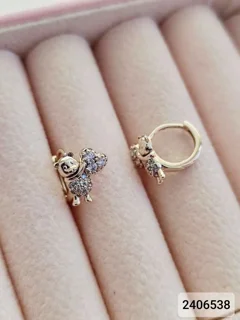 گوشواره مارک ژوپینگ طرح خرس و قلب، نگین‌دار مخراجی کد 2406538