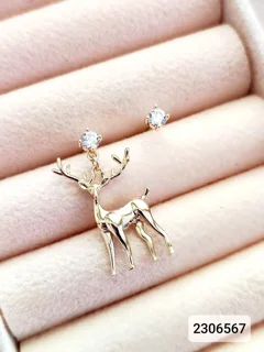 گوشواره مارک ژوپینگ طرح گوزن مدل نا متقارن کد 2306567