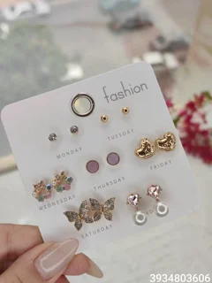 گوشواره هفتگی (هفت جفت) خاص میخی متنوع و ضد حساسیت